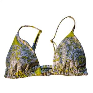 Montce Swim lime green paisley bikini top